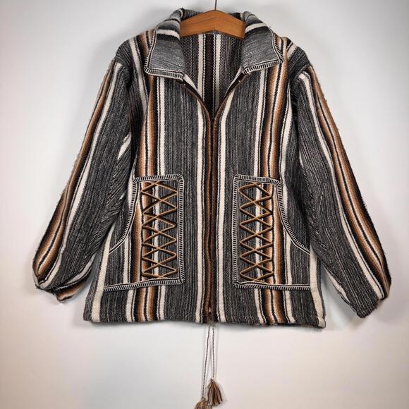 Other - VTG Peruvian Woven Wool Full Zip Jacket - Large